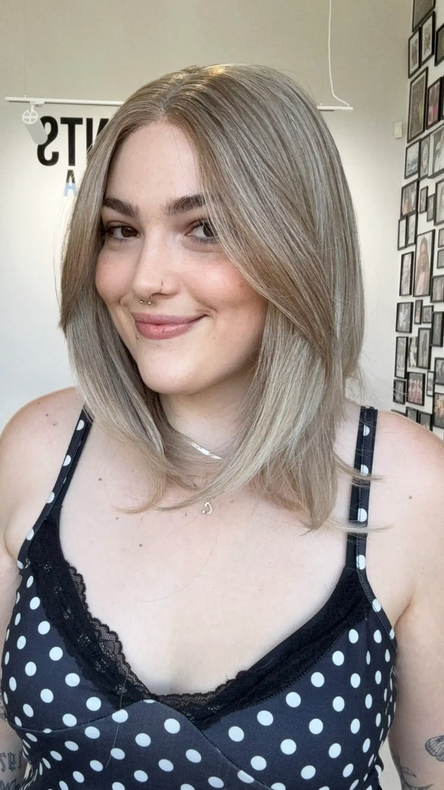 glueless sandy blonde 14 inch length wig for hairloss, australia.