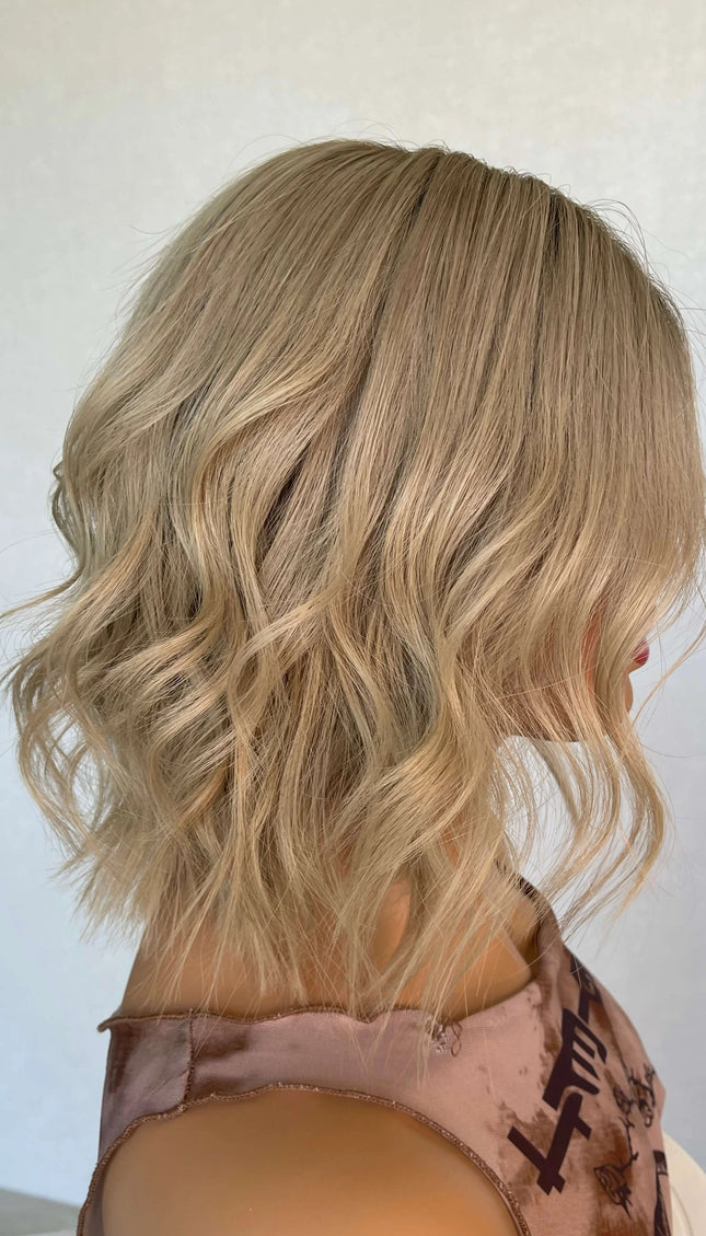 wavy blonde bob lace front glueless wig for women with hairloss and alopecia in australia.