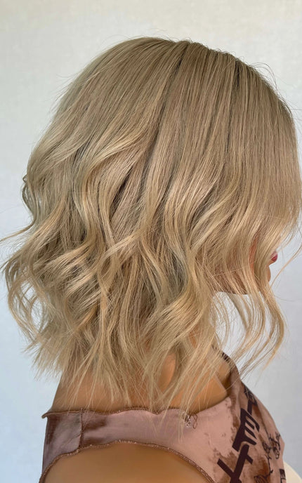 wavy blonde bob lace front glueless wig for women with hairloss and alopecia in australia.
