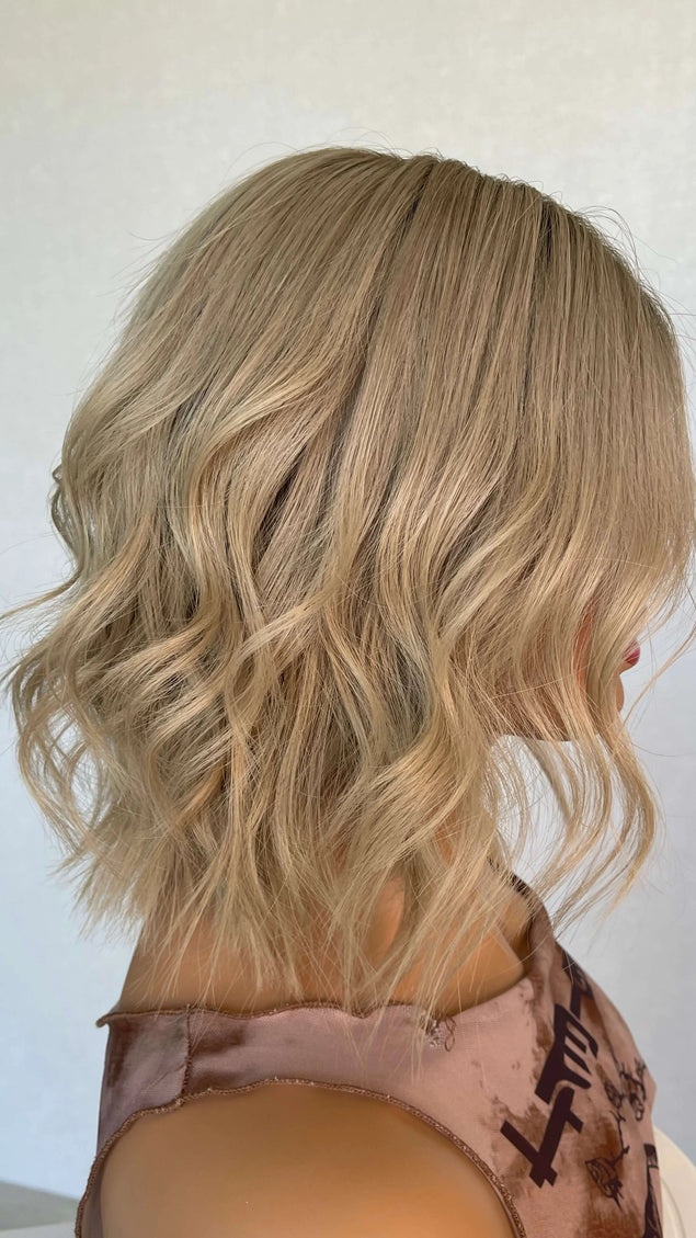 wavy blonde bob lace front glueless wig for women with hairloss and alopecia in australia.