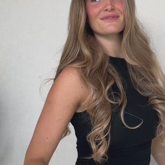 parker synthetic, heat safe fibers. long lacefront brunette ombre wig