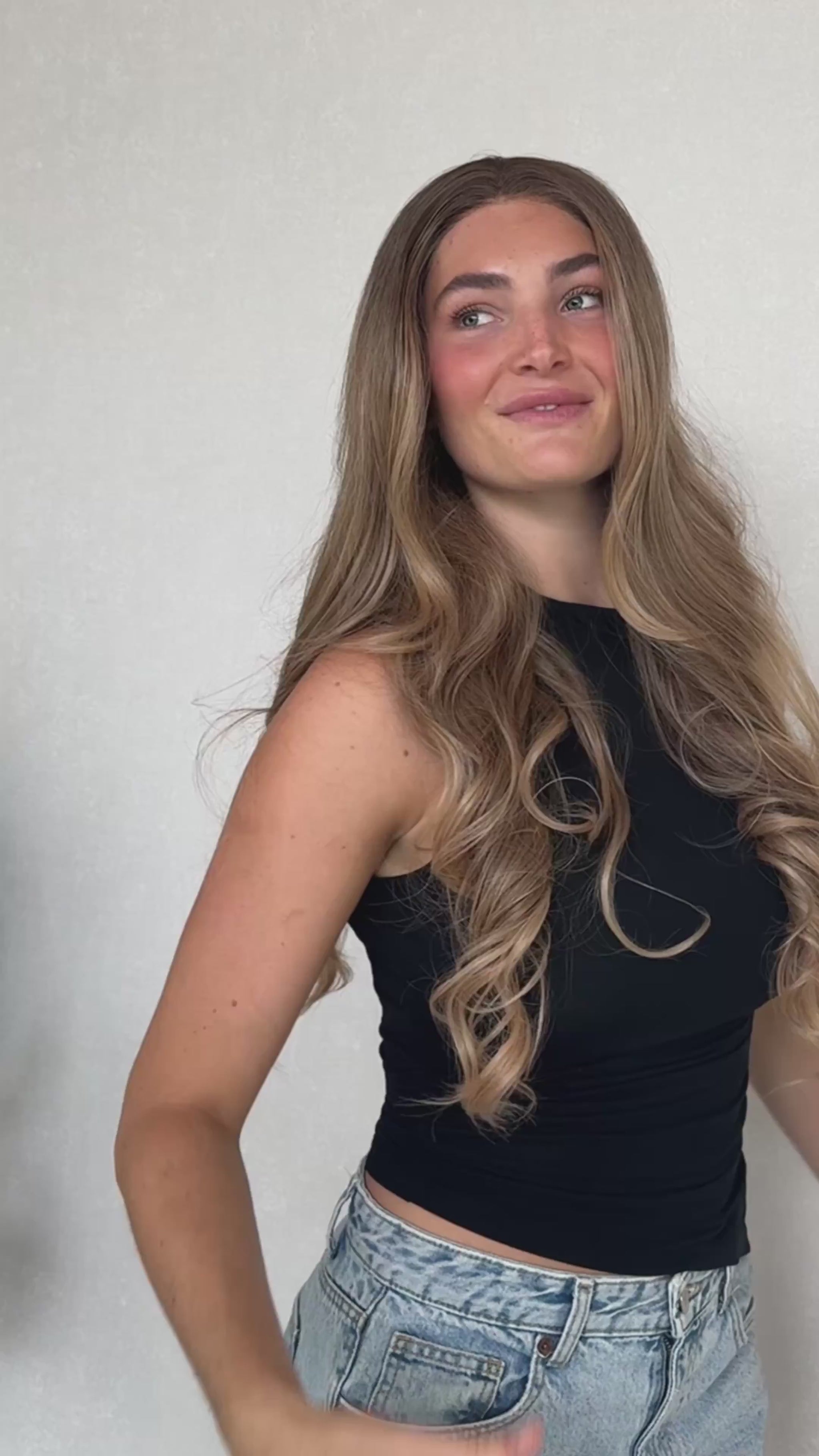parker synthetic, heat safe fibers. long lacefront brunette ombre wig