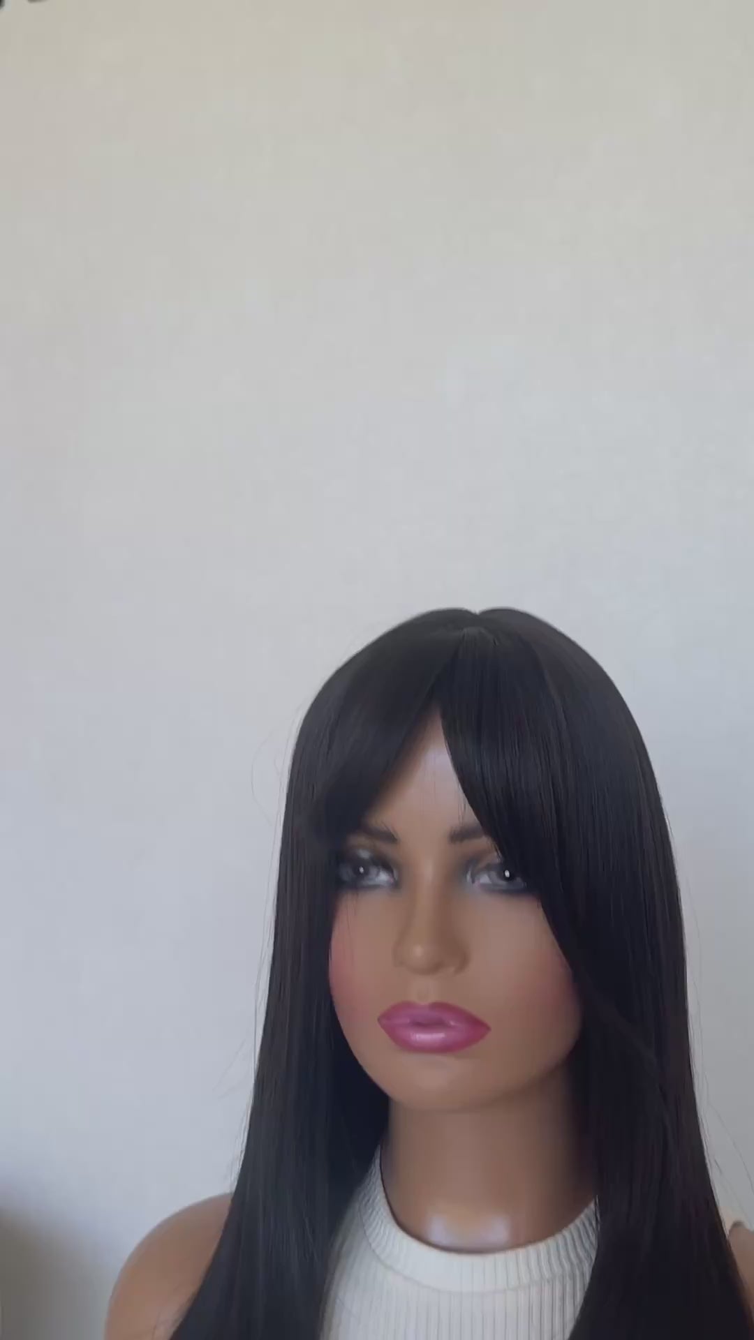 clover, dark brunette synthetic wig, glueless 