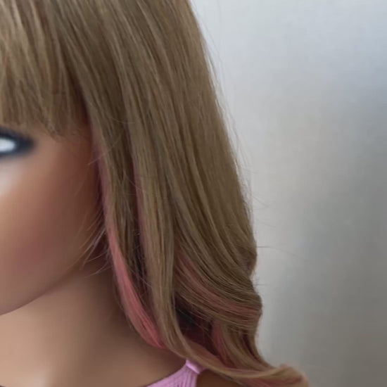 wavy fringe wig pink and blonde glueless and heat safe synthetics australia.