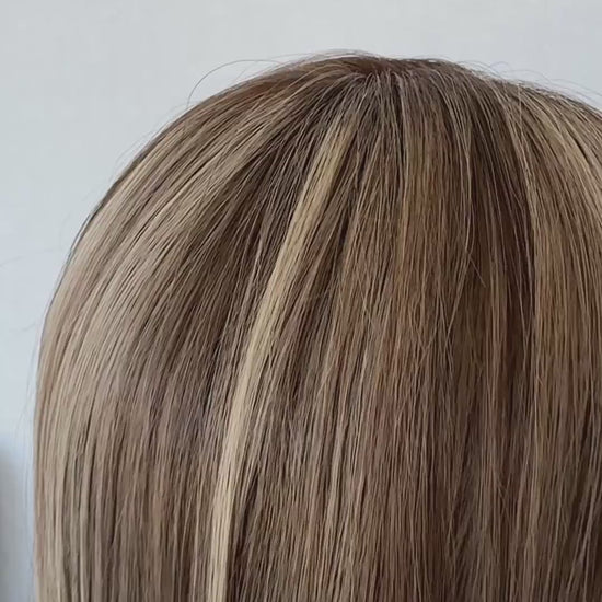 lacefront topper ash blonde, middle part, with 4x clips