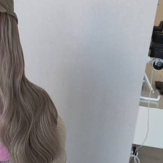 aura silver ash blonde synthetic hat wig 