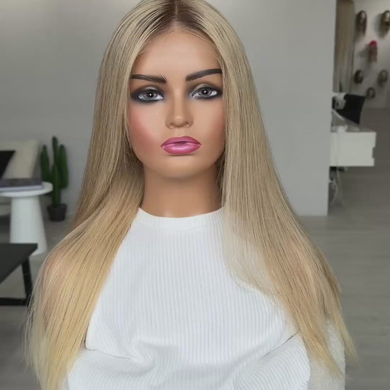 vanilla creamy blonde lacefront medical lace front wig, blonde long hair wig