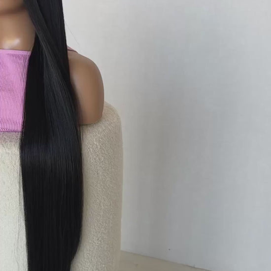 salem- lacefront t-part synthetic wig, glueless synthetic, heat safe, can be styled, australia wigs, long black hair 30 inch.