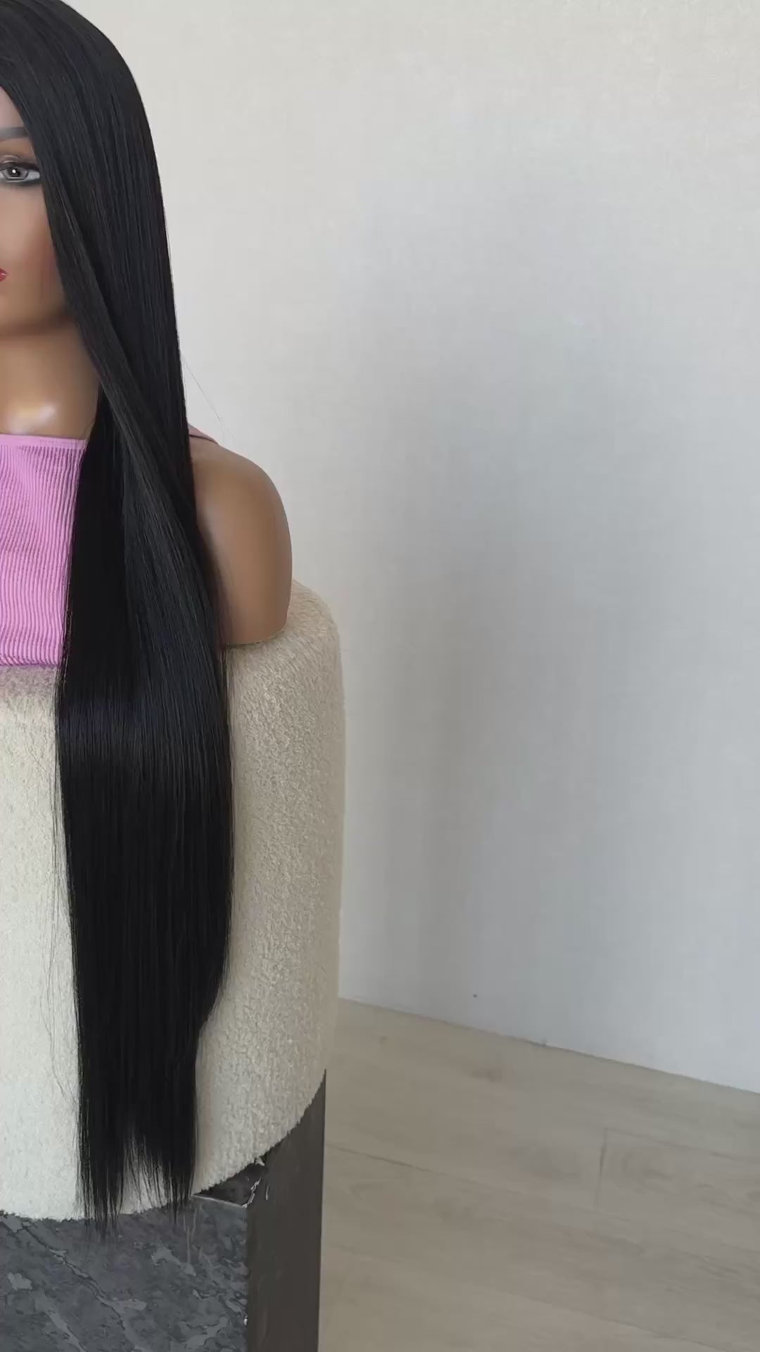 salem- lacefront t-part synthetic wig, glueless synthetic, heat safe, can be styled, australia wigs, long black hair 30 inch.