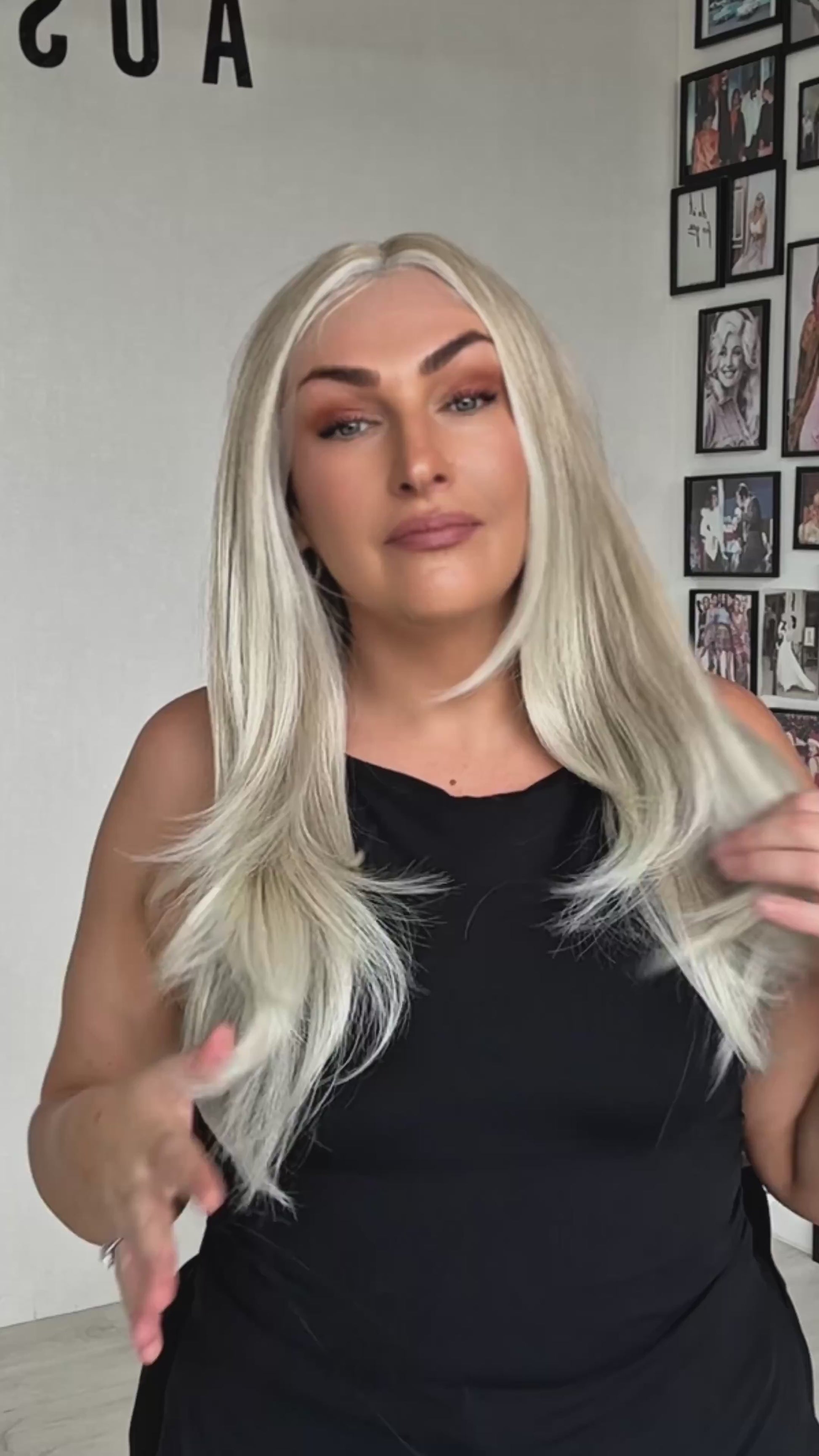 tinker creamy platinum blonde t-part lace front wig, layered hair glueless wig, synthetic heat safe hair