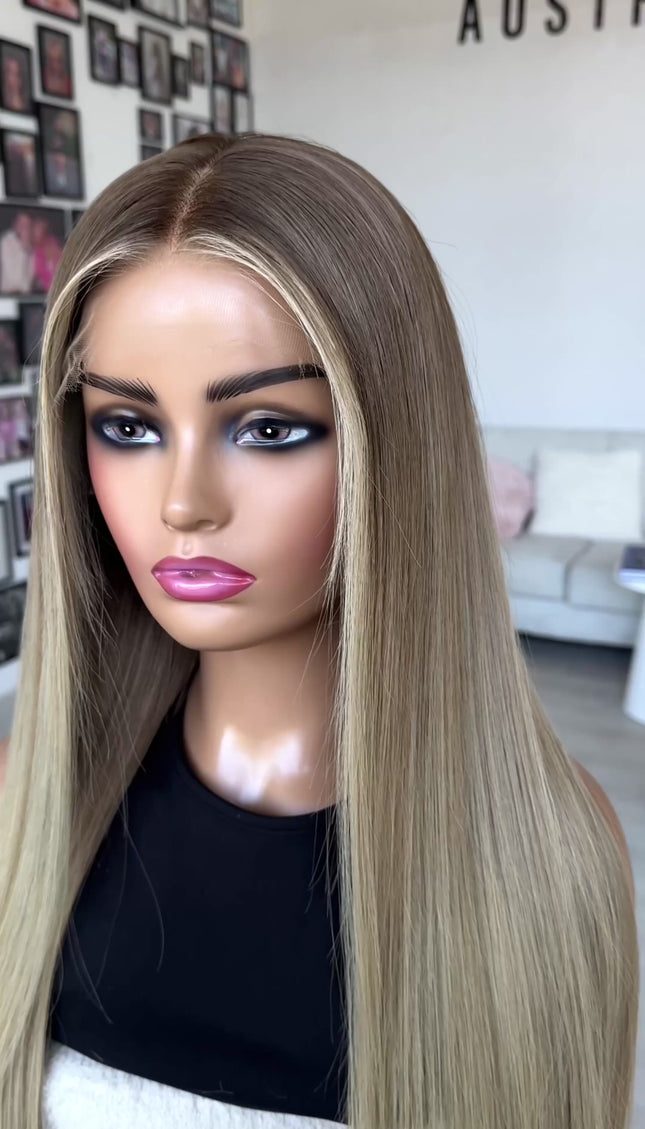 long length blonde human hair realistic wig in australia for hairloss and alopecia.