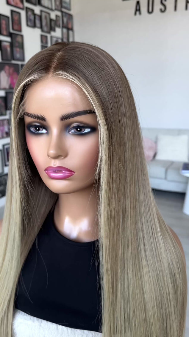 long length blonde human hair realistic wig in australia for hairloss and alopecia.
