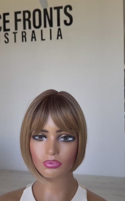 honey blonde dark root topper synthetic hair aus.