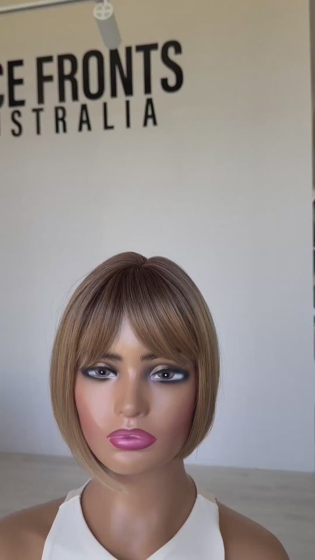 honey blonde dark root topper synthetic hair aus.
