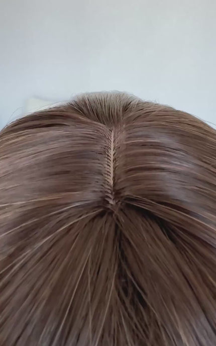 middle part, wavy fringe wig. 