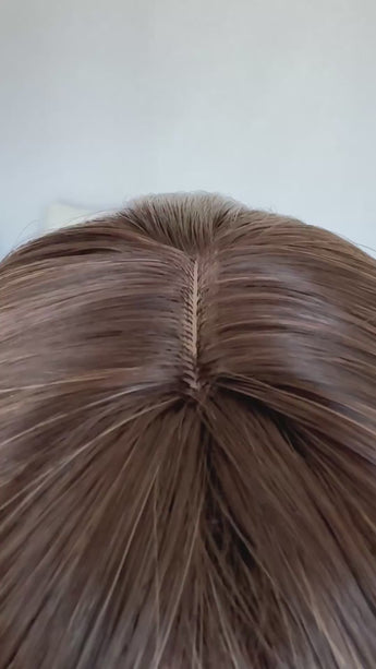 middle part, wavy fringe wig. 