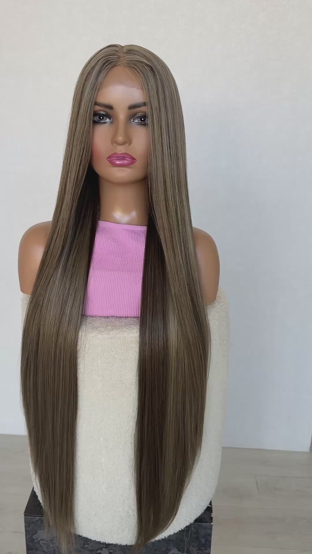 zara lacefront t-part long length hair wig, glueless wig, heat safe hair, sewn in middle part, 28-30 inch hair.