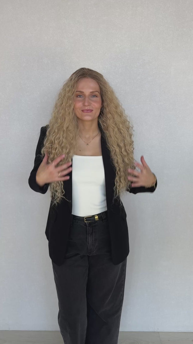 destiny synthetic wig lacefront with middle part and root, curly hair wig. heat safe.