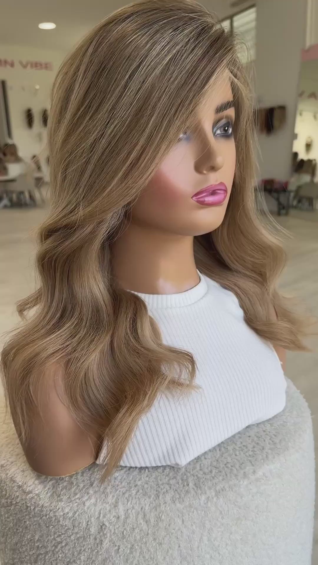 sunkissed warm blonde, lacefront human hair wig australia, lowlights and highlighted warm blonde tones.