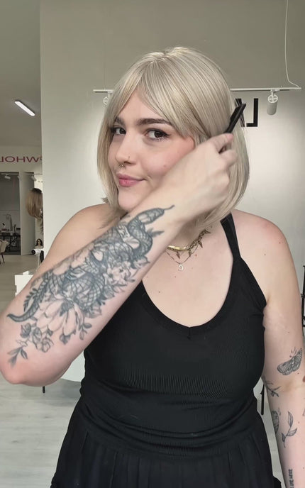 full of secrets, white blonde bob synthetic, ready to wear, glueless, heat safe wig, gold coast australia.