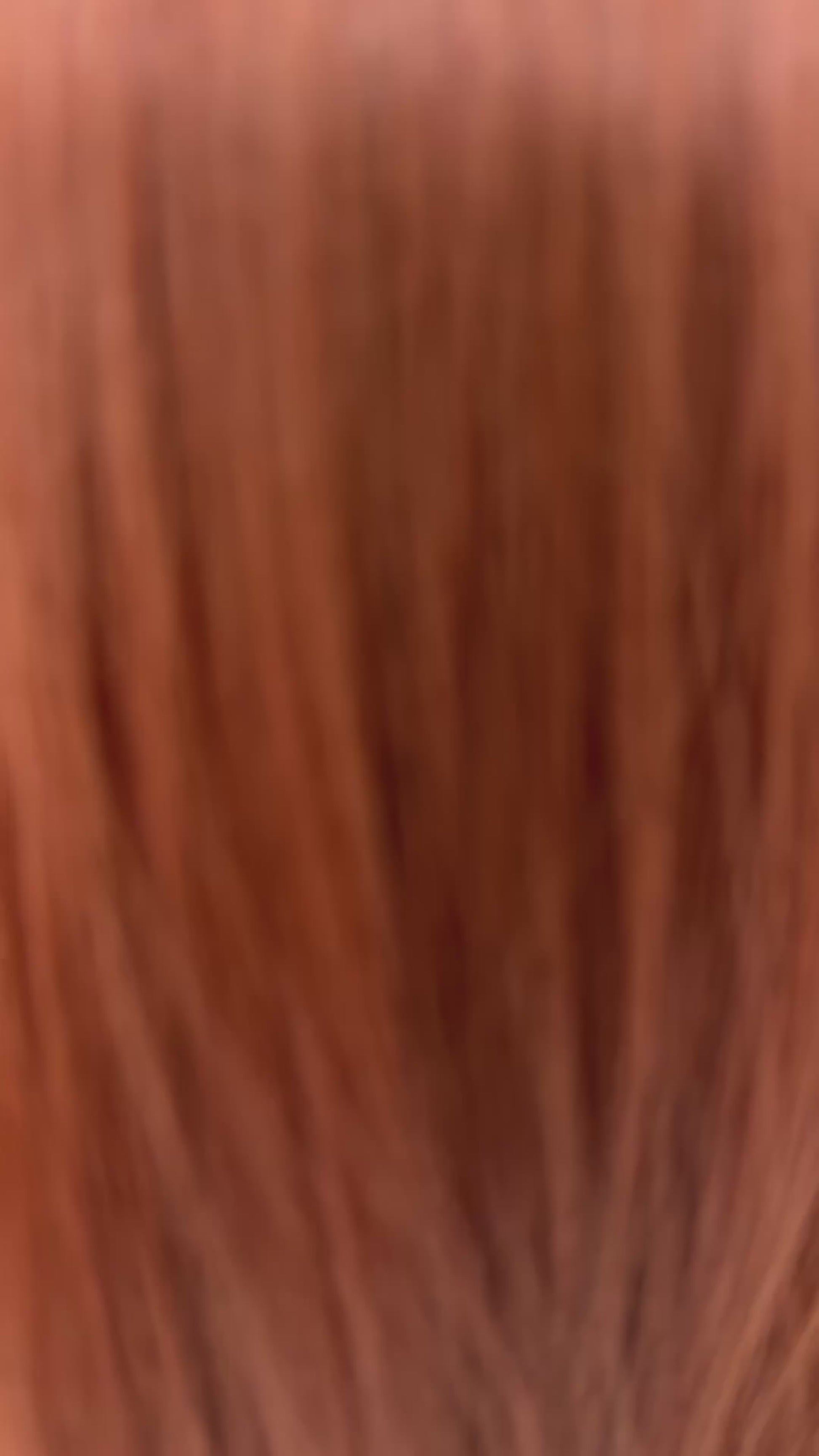blossom video, deep copper synthetic with darker root and fringe, heat safe fibers.