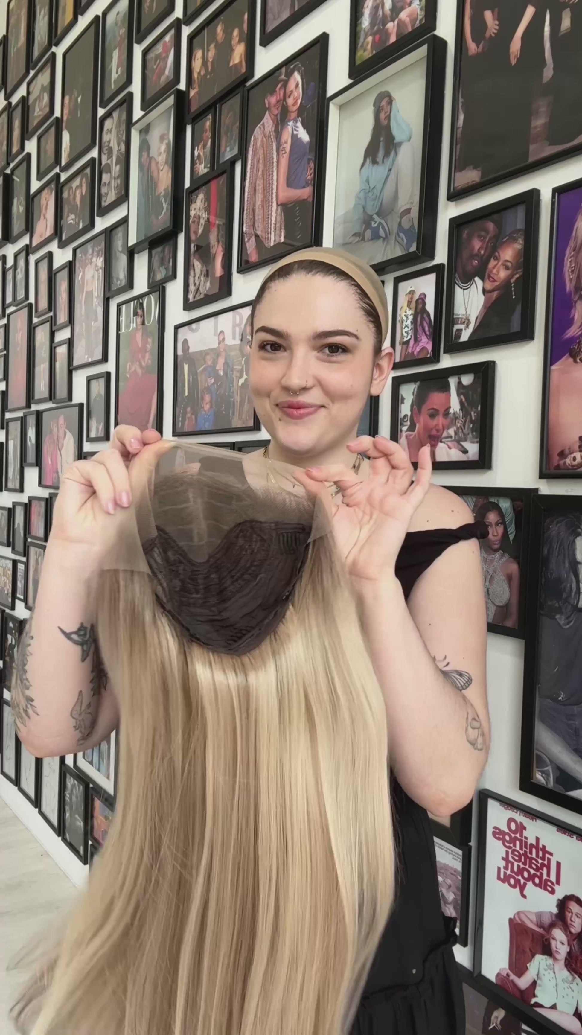 lace front synthetic wig, warm blonde 