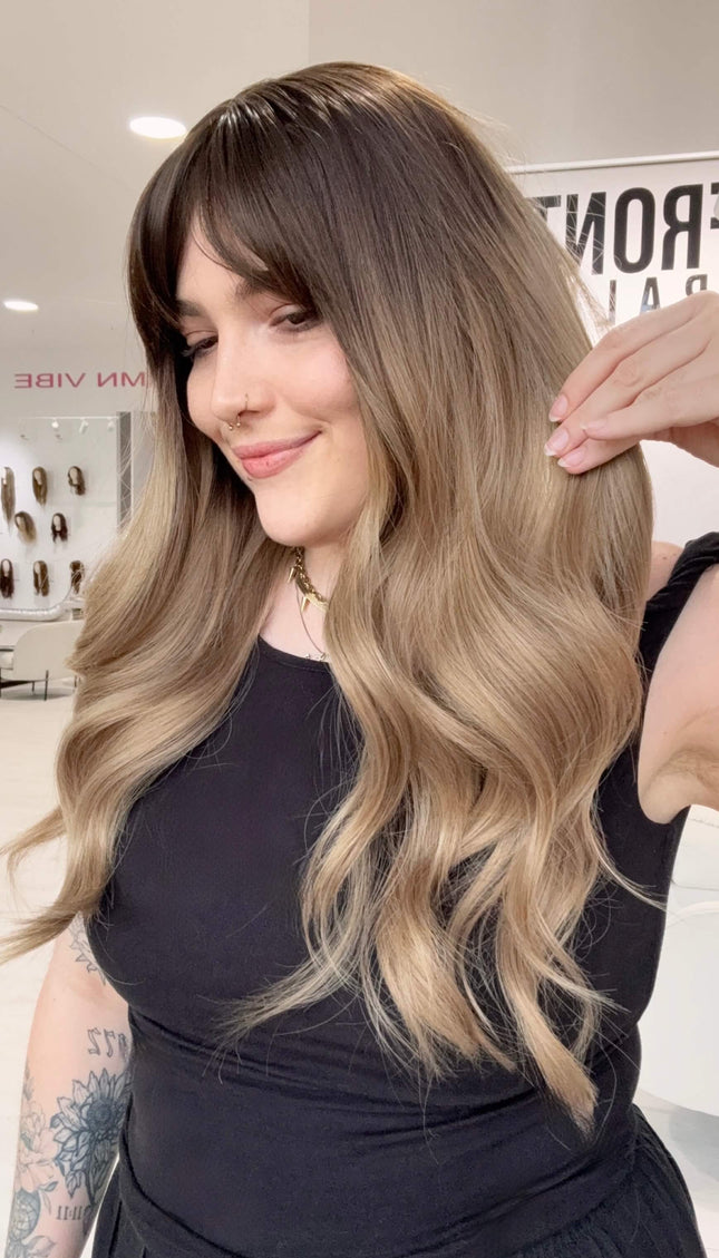 ready to wear ombre fringe synthetic. glueless ca, heat safe hair. gold coast, australia.