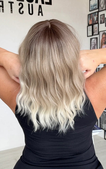 ash ombre fringe wig, heat safe glueless wig australia, gold coast.