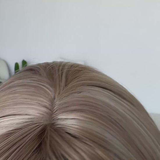 soft lilac middle part with curtain bang, heat safe synthetic wig australia.