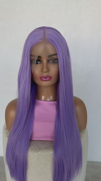 rumi long purple lacefront wig, middle part, can be changed, heat safe glueless wig australia.
