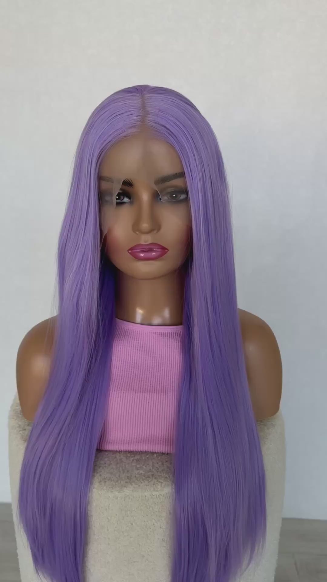 rumi long purple lacefront wig, middle part, can be changed, heat safe glueless wig australia.