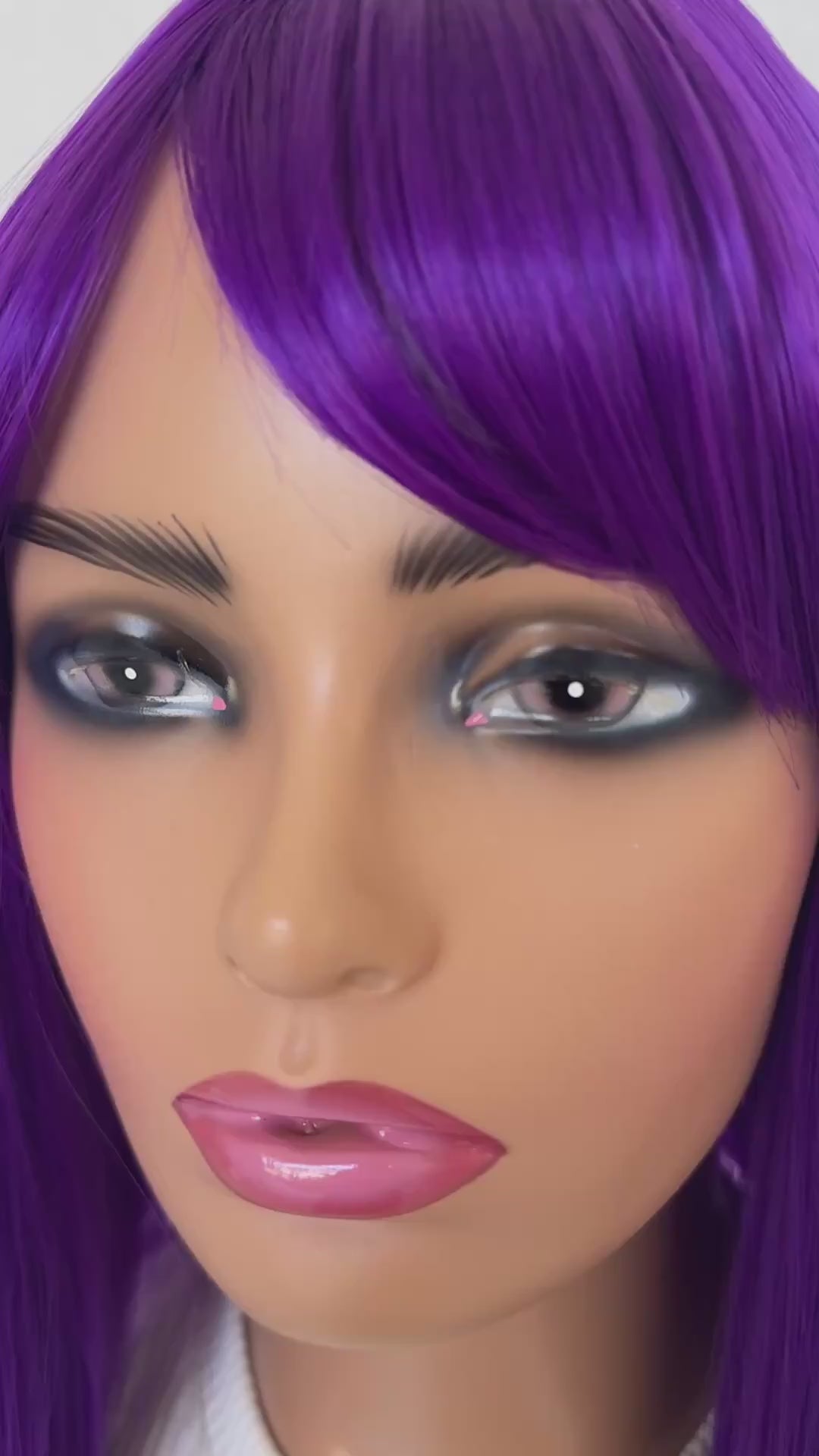 heat safe purple wig, middle part with fringe, australia synthetic wigs.