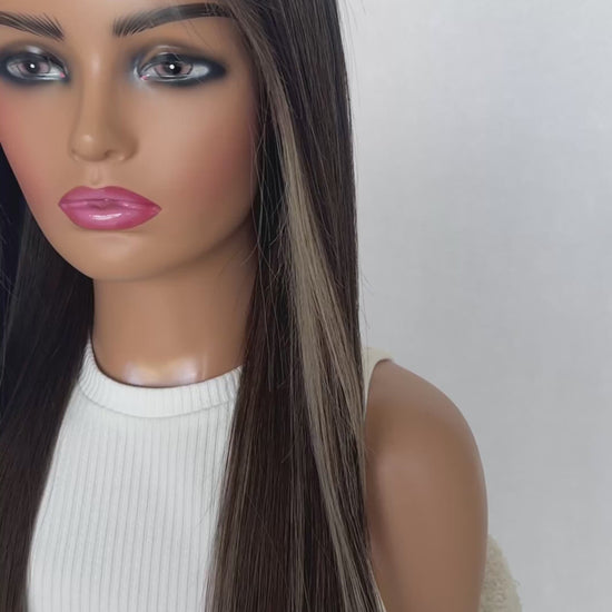 allure lacefront wig, middle part, 24 inch hair wig, 100% human hair wig australia, blended face framing highlights.