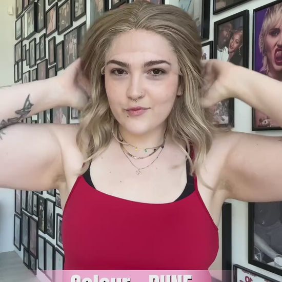 t-part lace front sandy blonde, long bob wig, heat safe, glueless wig.