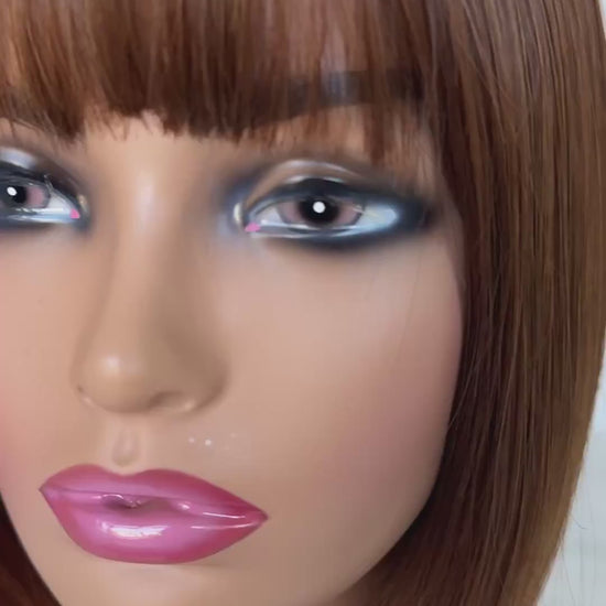 roxy copper bob synthetic with middle part and fringe