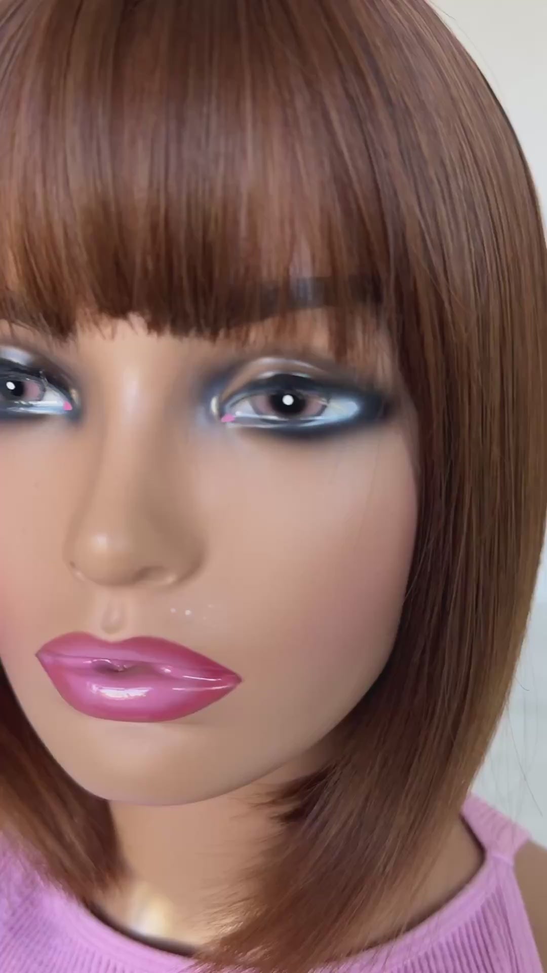 roxy copper bob synthetic with middle part and fringe