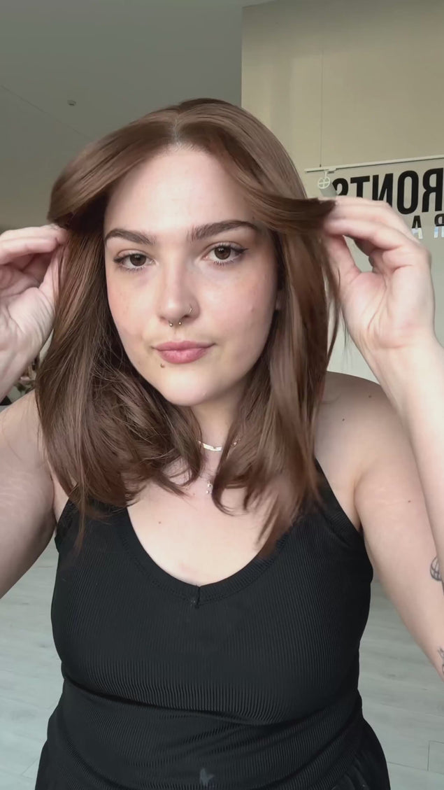 lace front chesnut brown layered hair lace front wig for hairloss and alopecia.
