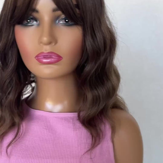 14 inch wavy bob fringe wig 