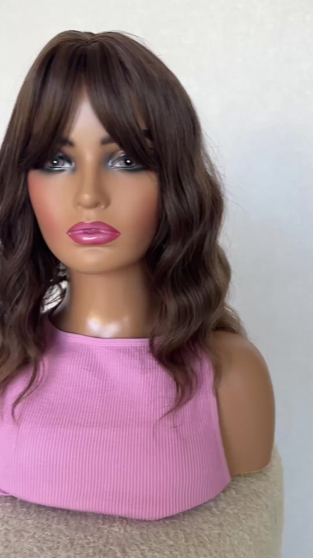 14 inch wavy bob fringe wig 