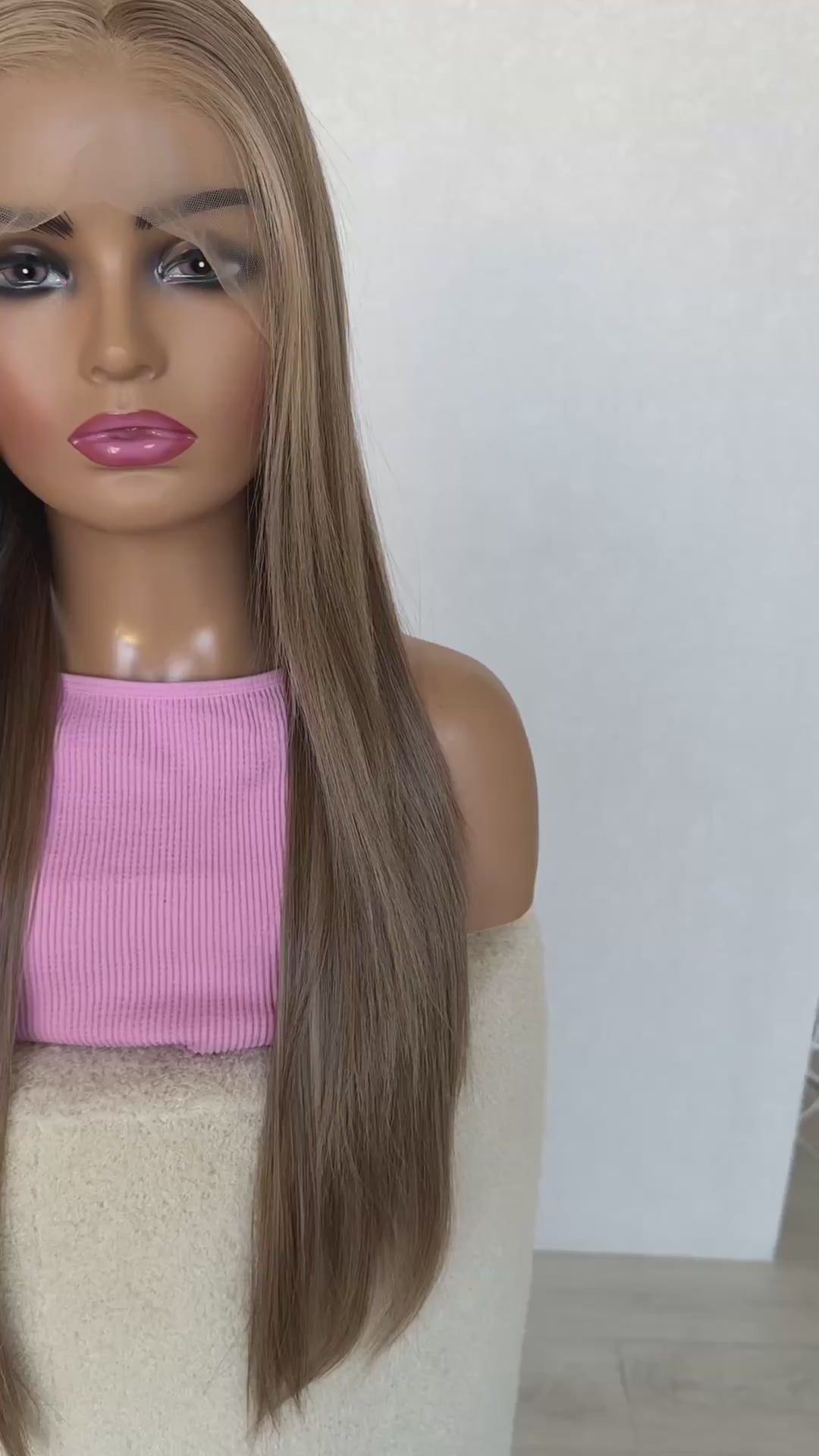 faith, long lacefront changable part, dark golden blonde hair, heat safe glueless synthetic wig australia