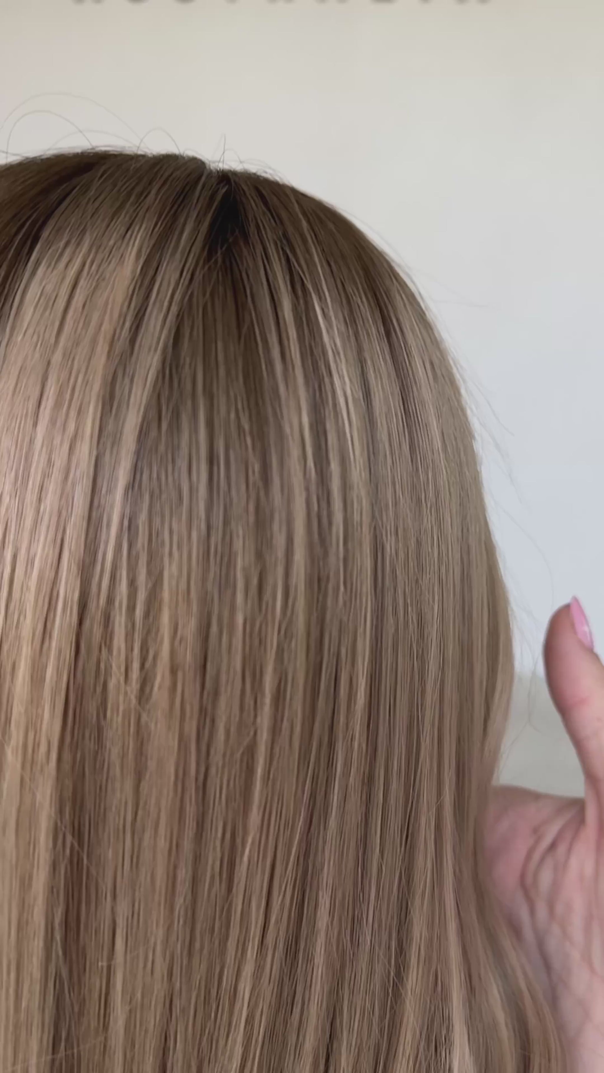 lacefront winter colour, lace front wig australia, dark root to ash blonde pearl wig.