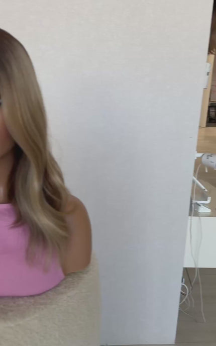 blake t-part lacefront synthetic from front view, video of hair in natural lighting, no edits.