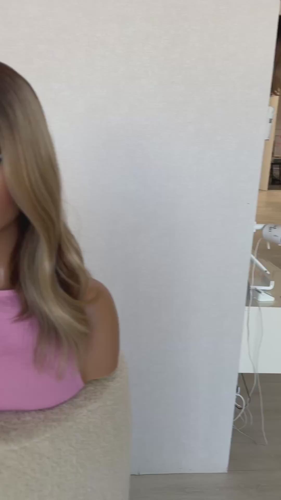 blake t-part lacefront synthetic from front view, video of hair in natural lighting, no edits.