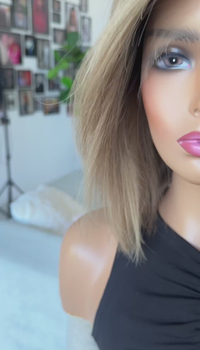 Colour: Judy 14 inches, multi toned blonde with highlights and lowlights. natural hair, lacefront wig.