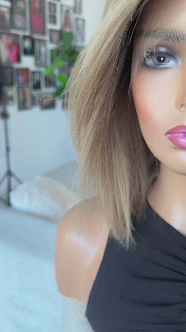 Colour: Judy 14 inches, multi toned blonde with highlights and lowlights. natural hair, lacefront wig.