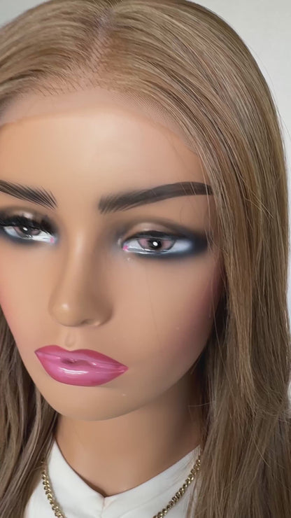 wonder synthetic, lacefront wigs with middle part, long layered hair.