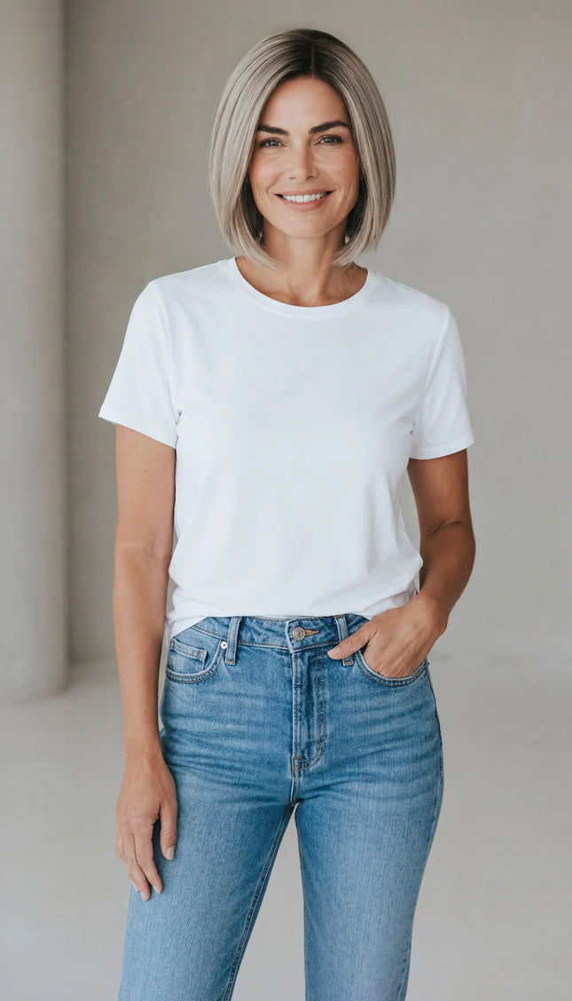 blonde bob length human hair lace front glueless wig in australia for women with hairloss, alopecia and chemotherapy.