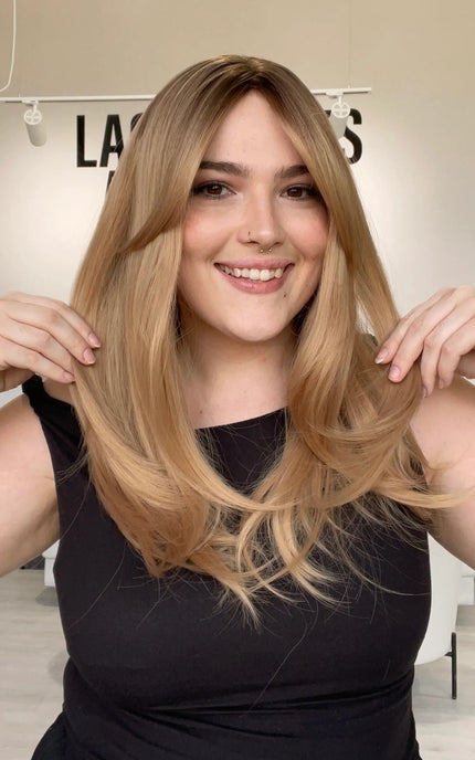 long layered blonde hair realistic synthetic wig, australia.