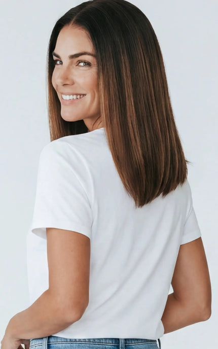 realistic brunette lace front 16 inch wig for beginners. medical grade wig for hairloss, alopecia, chemotherapy.