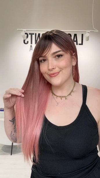 heat safe glueless synthetic wig with fringe and middle part, australia synthetics